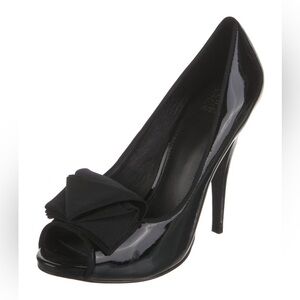 Saks Fifth Avenue Patent Leather Grosgrain Trim Pumps